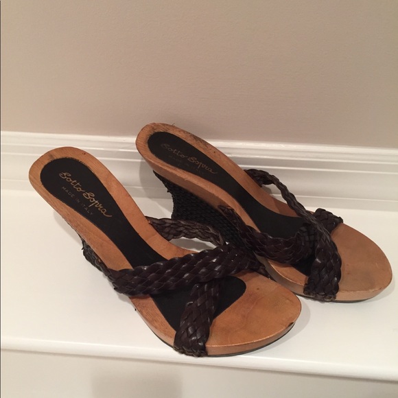 Sotto Sopra bohemian wooden wedges criss cross top - Picture 7 of 16